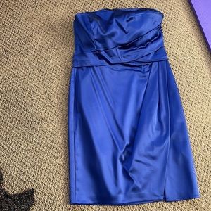 COAST (English) blue satin strapless dress size 8 with back zipper